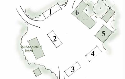 Annotated sketch plan of Camp Stevens