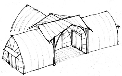 Axonometric view of Bale Tent
