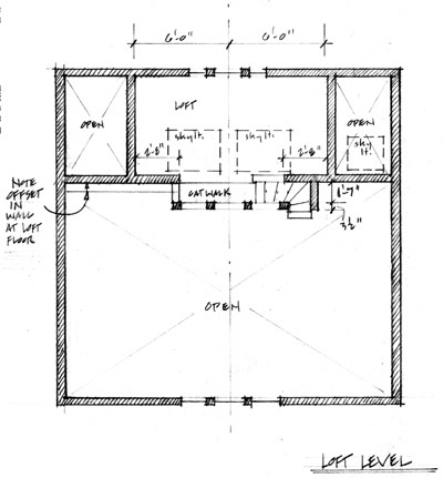 Annotated plan of garage, loft level