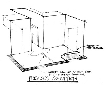 Axonometric view of Tenny Brownstone, before renovation